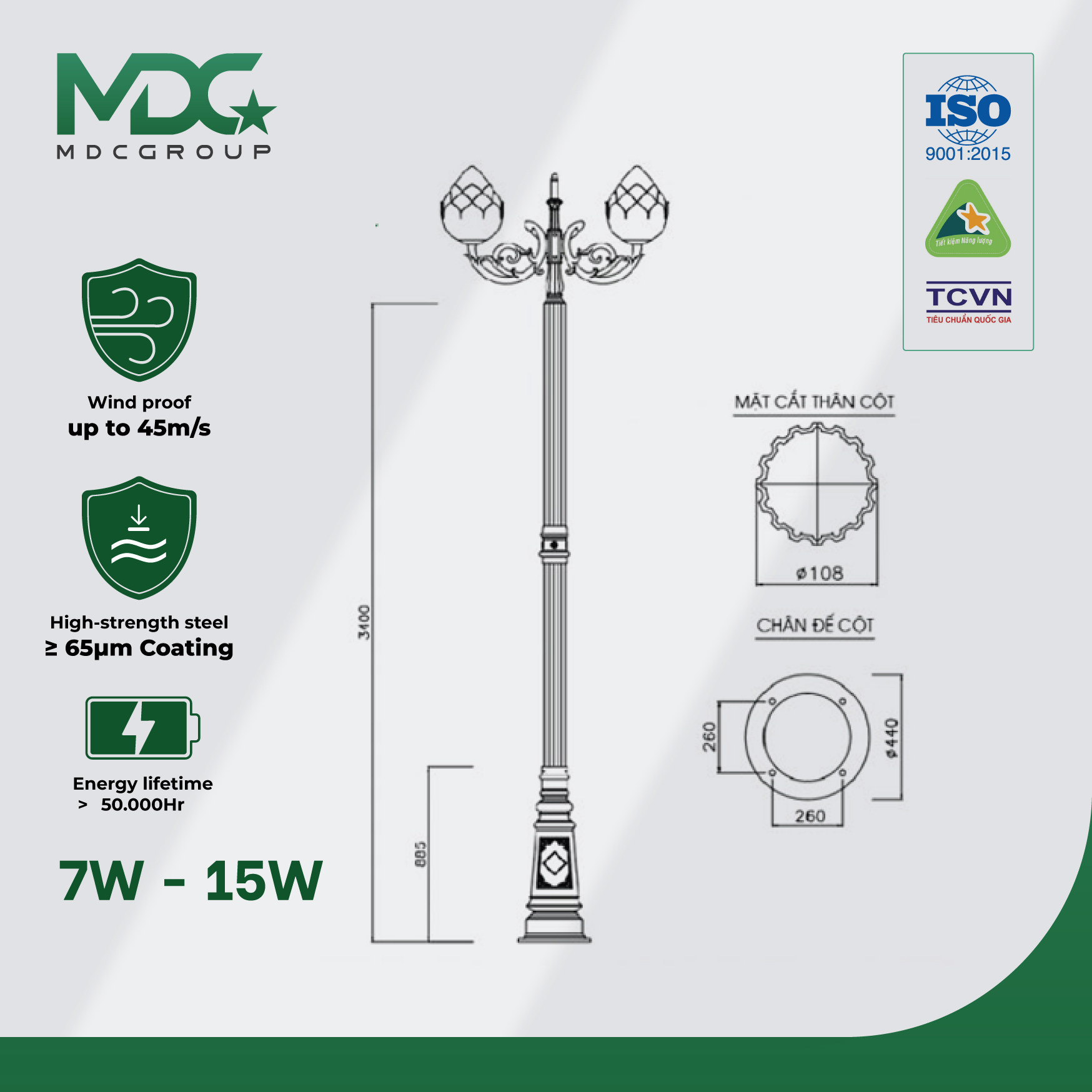 Đế Pine + Chùm CH04-2 + Cầu hoa sen
