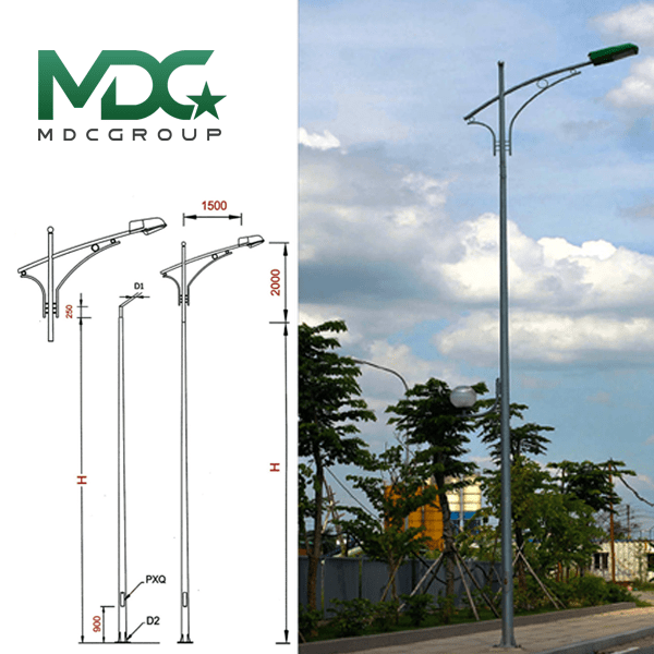 Cột đèn sân cầu lông rời cần