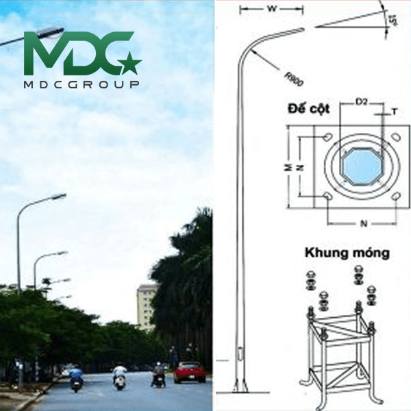 Cột thép liền cần đơn 