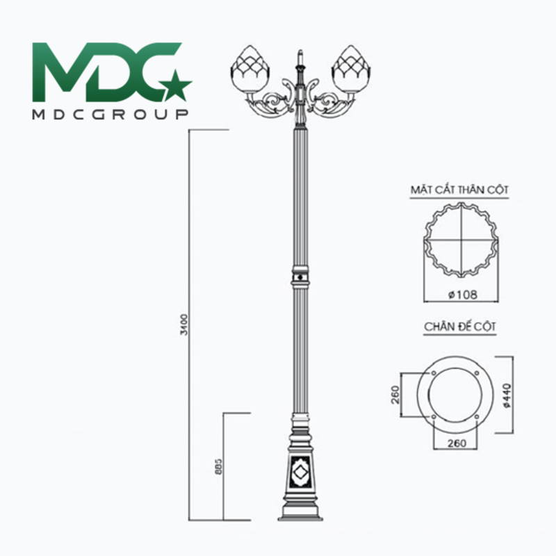 Đèn đế Pine + Chùm CH04-2 + Cầu hoa sen sở hữu nhiều ưu điểm vượt trội, đáp ứng mọi nhu cầu của khách hàng